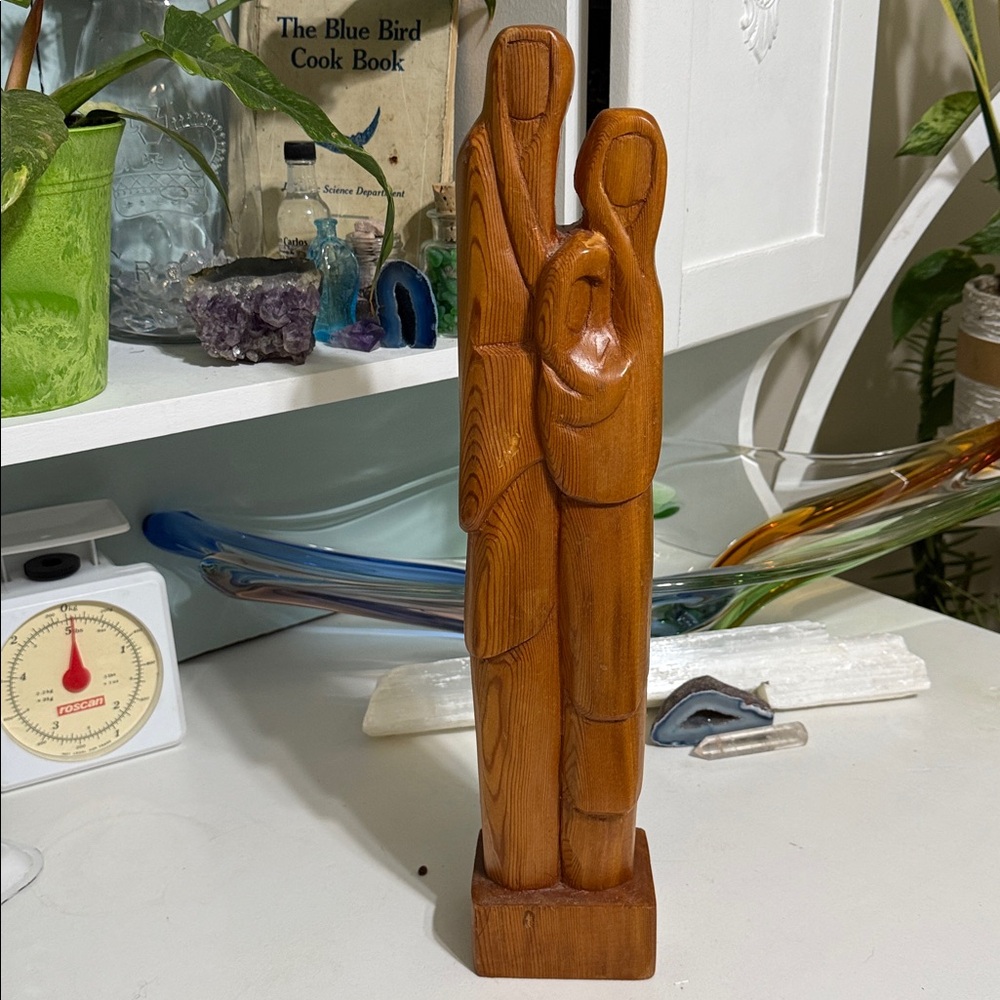 Wooden Family/nativity Sculpture from a cedar bannister 1904 unsigned